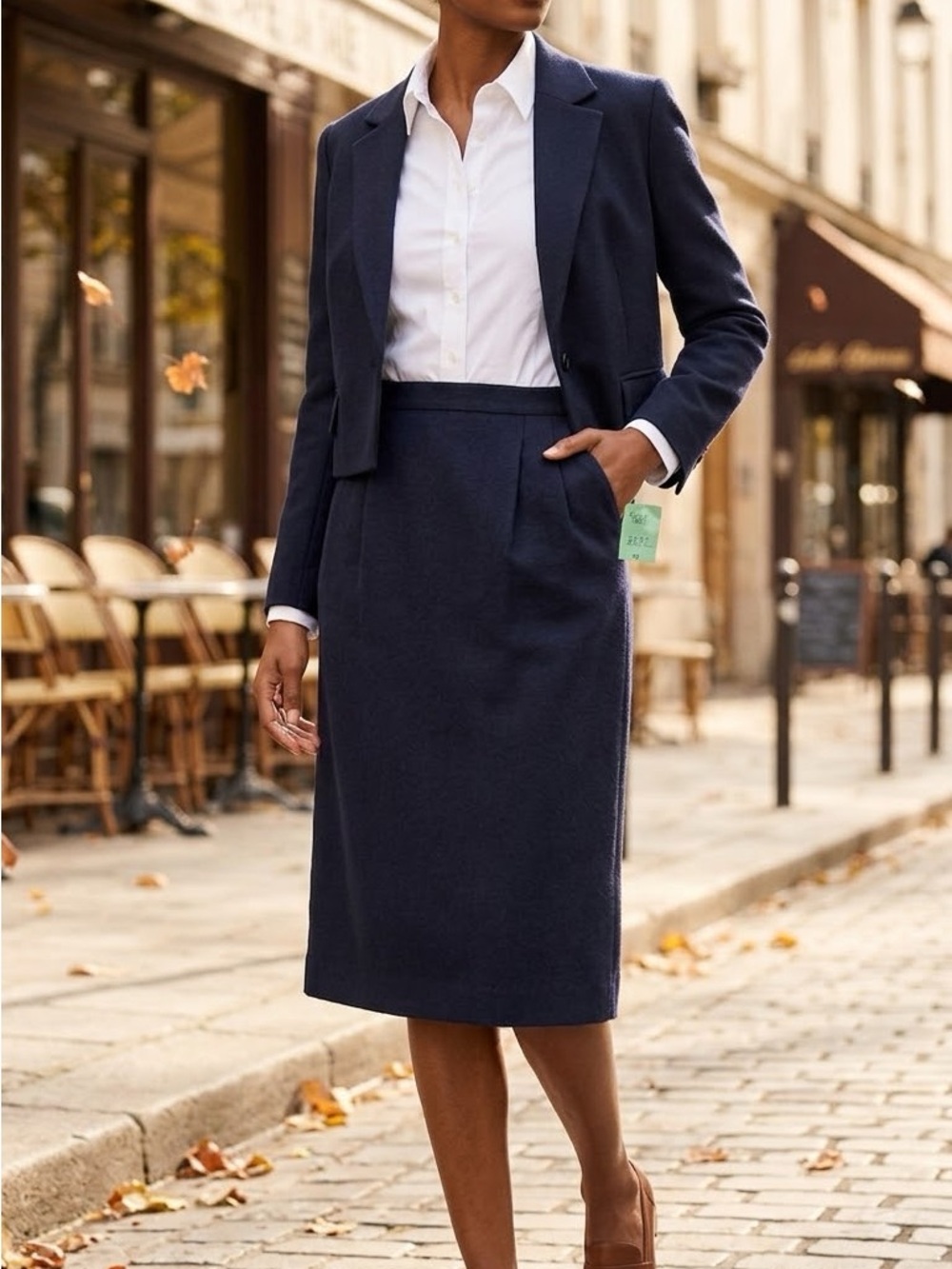 Tailored Navy Pencil Skirt - Women's Classic Workwear